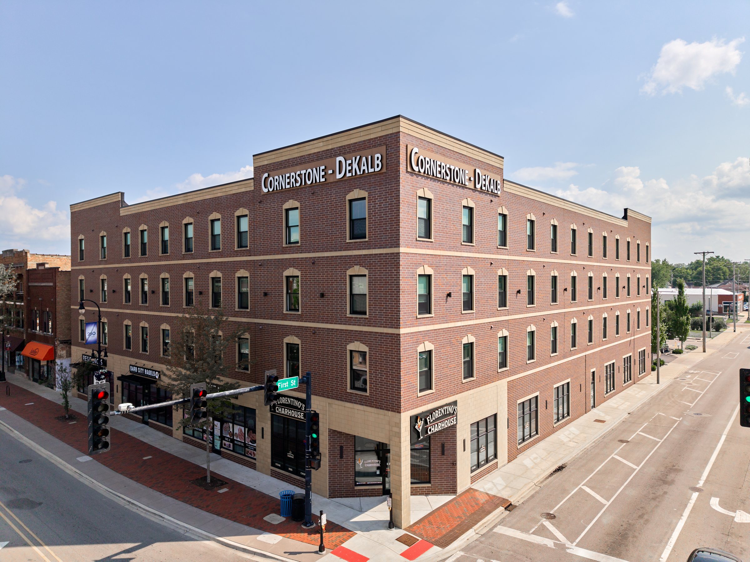 Mixed-use corner building