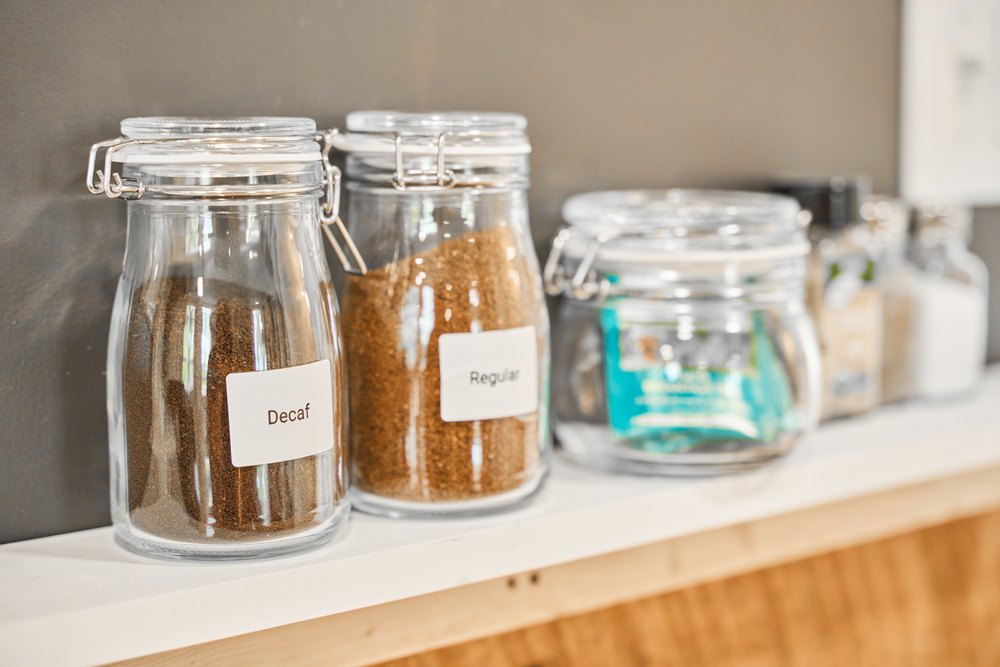 Coffee jars on the counter