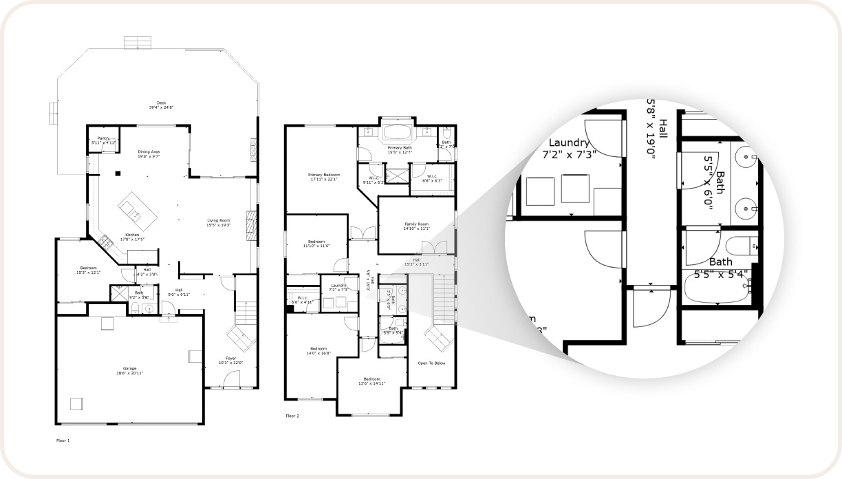 Basic 2D floor plan, black and white
