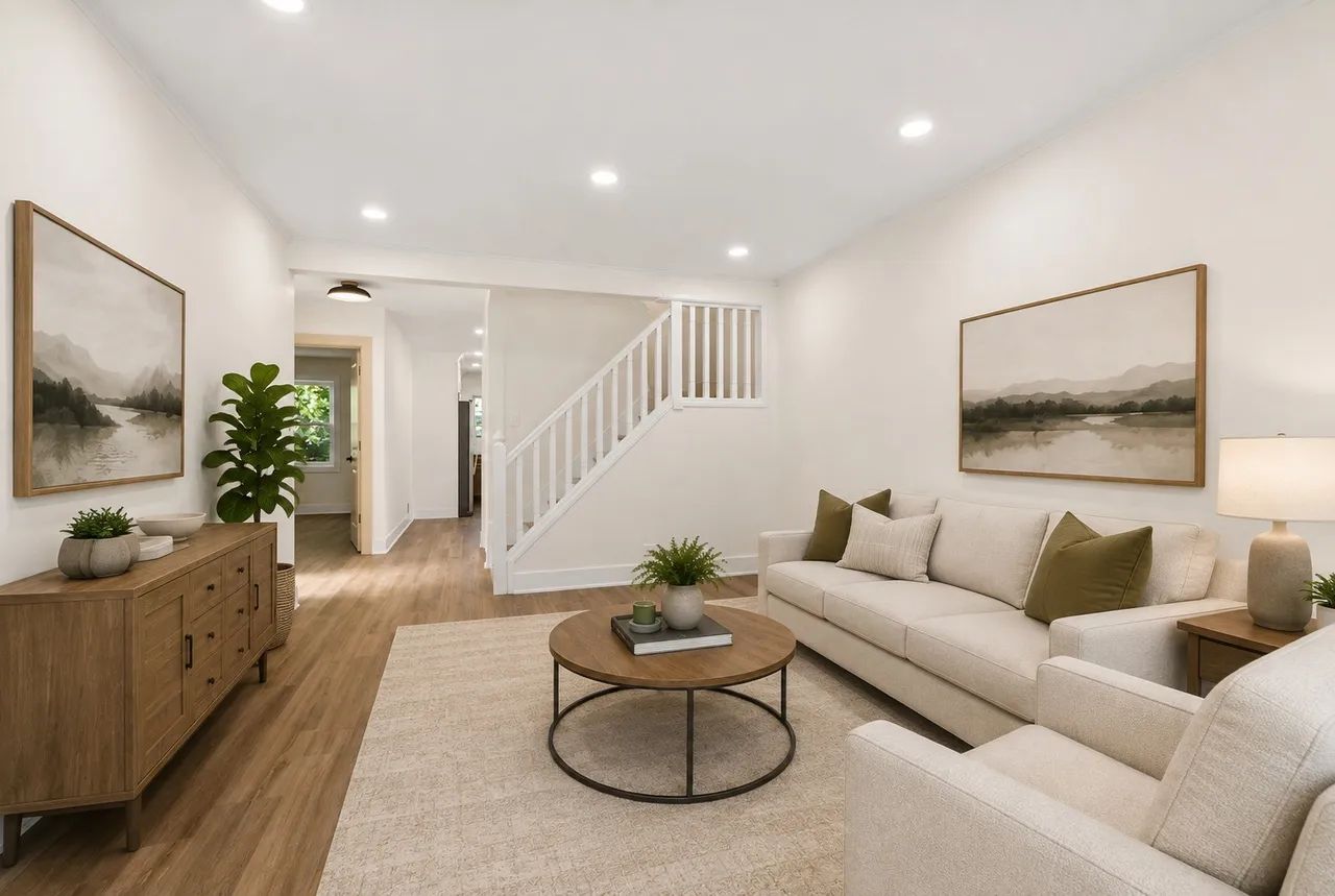 Living room with sectional, Oak Lawn renovation
