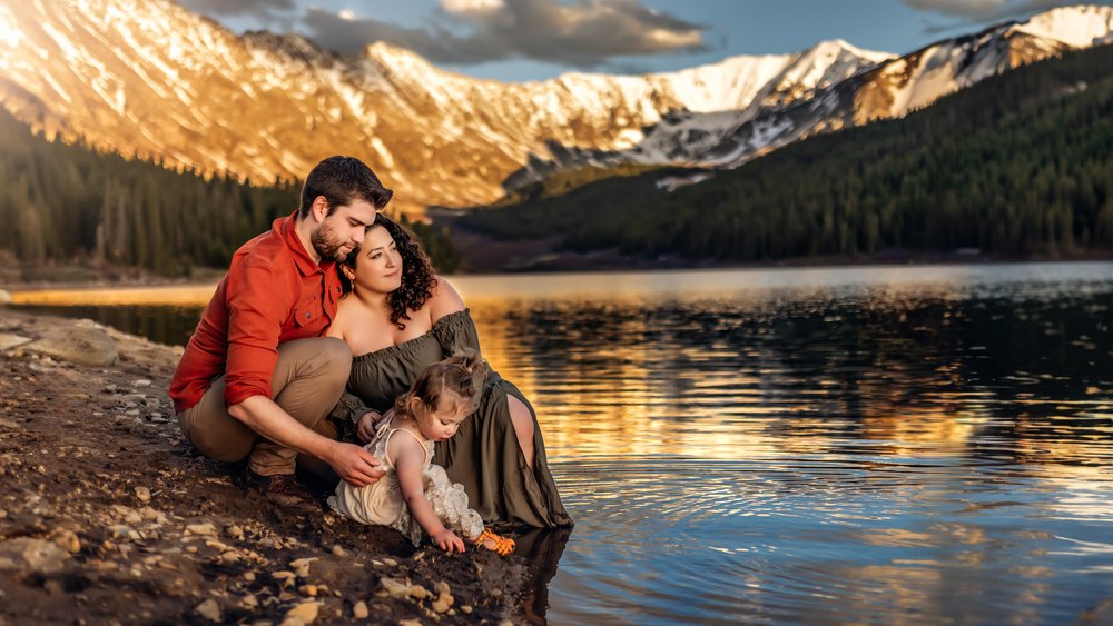 Justin with his family at a Colorado lake