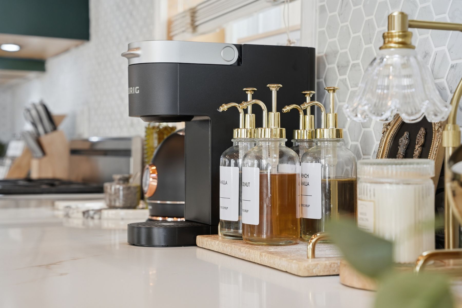 Coffee station on the kitchen counter