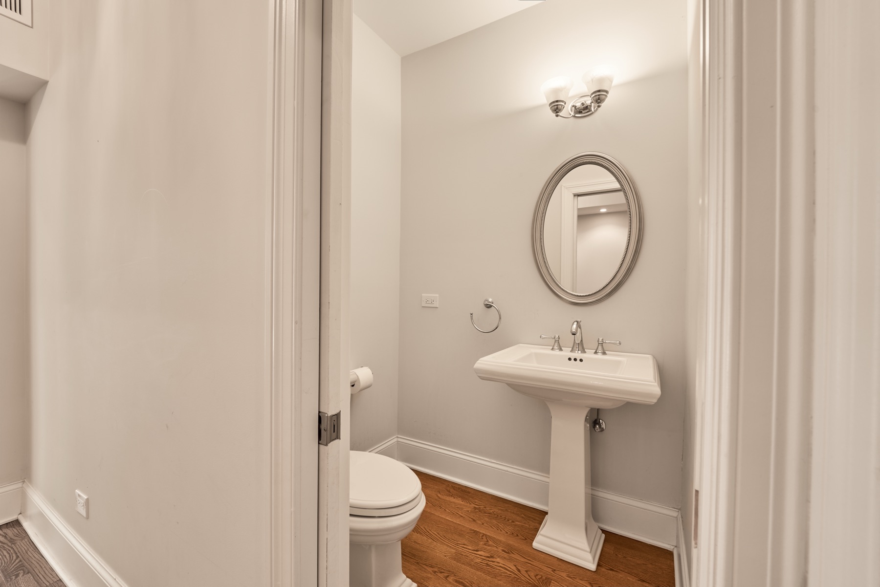 Powder room with pedestal sink